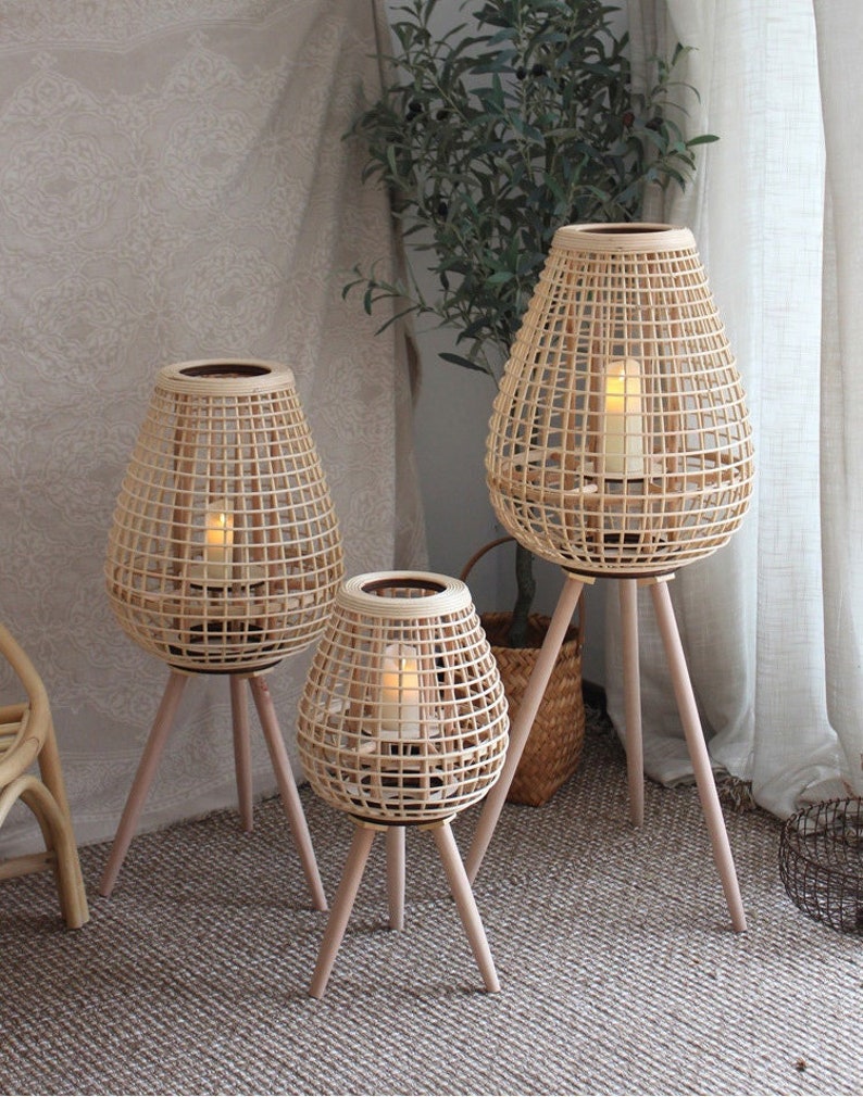 Rattan Candlestick Holder Candle Holder Lantern Rattan Floor Etsy