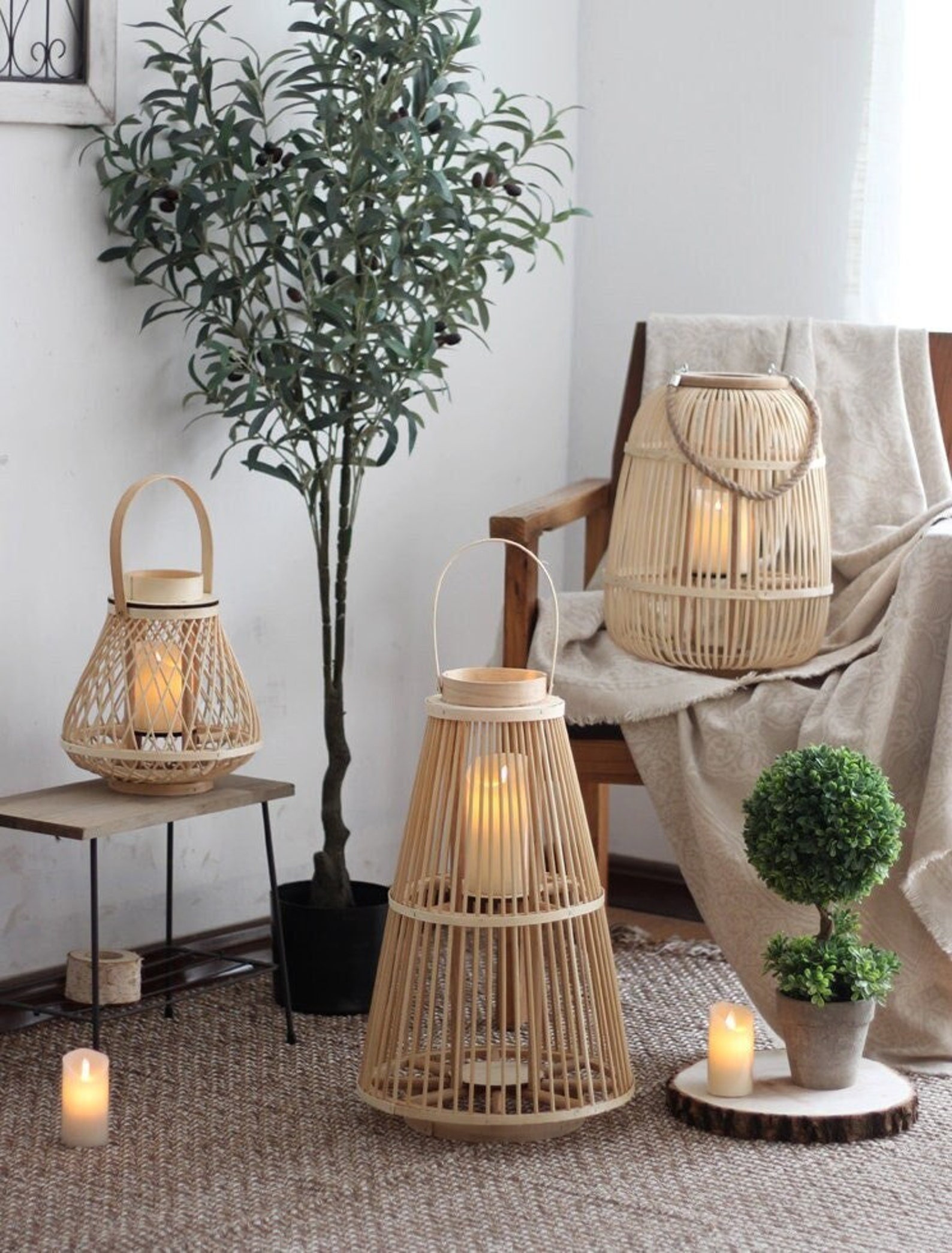 Rattan Candle Holder Rattan Candle Holder Floor Outdoor Etsy
