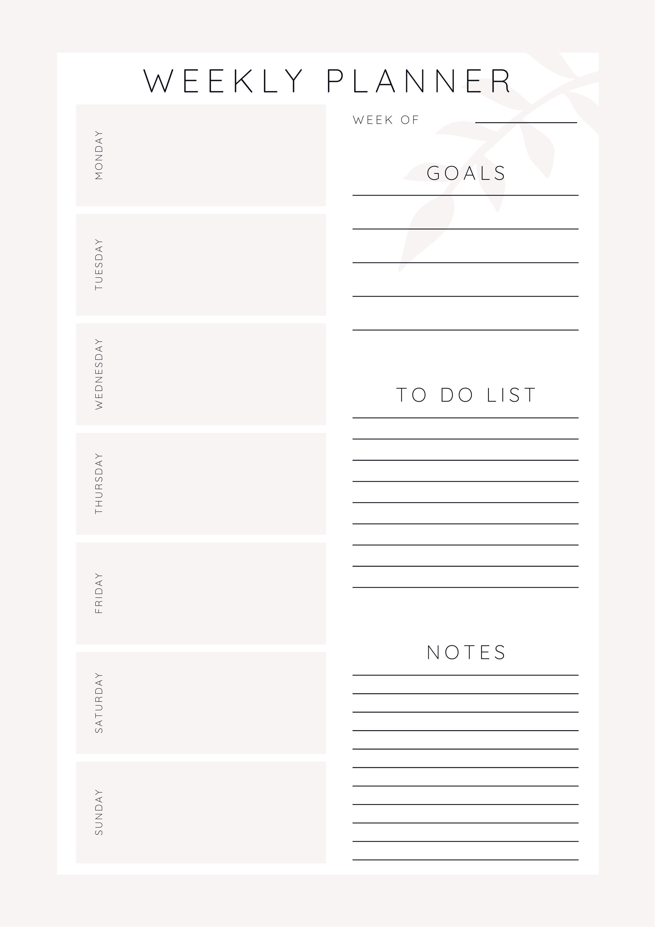 Weekly Planner Layout Goals and To Do's | Etsy