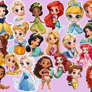 Vinilos adhesivos de princesas bebés para portátiles, altavoces, biberones
