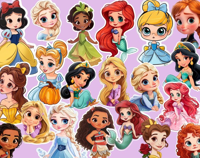 Princess Sticker Background Baby Princesses Vinyl Stickers for Laptops, Speakers, Bottles - Etsy