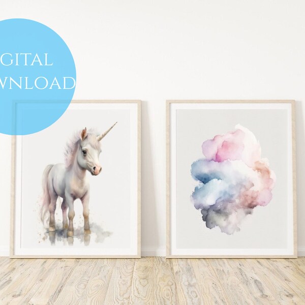 Unicorn Cloud Art Printable Nursery Child Playroom