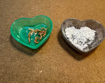 Heart Bowl - Reptile Feeder, Calcium and Water Bowl - Custom Colors (Dishwasher Safe!)