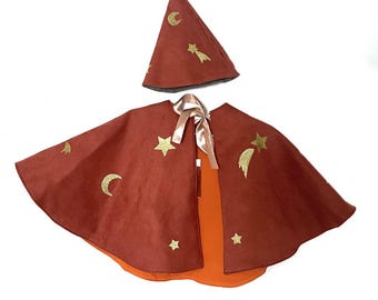 Velvet cape and pointed hat