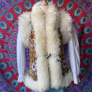 Handmade afghan embroidery sheepskin waistcoat penny lane jacket