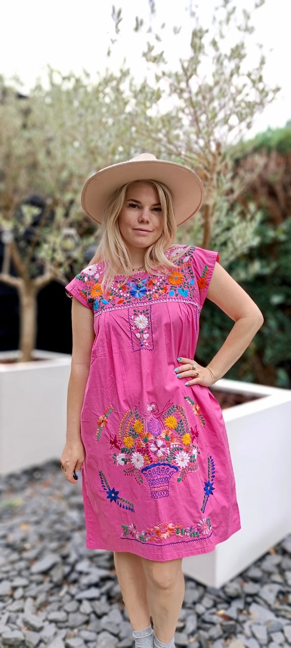 Vintage Mexican cotton embroidered dress from Mex… - image 7