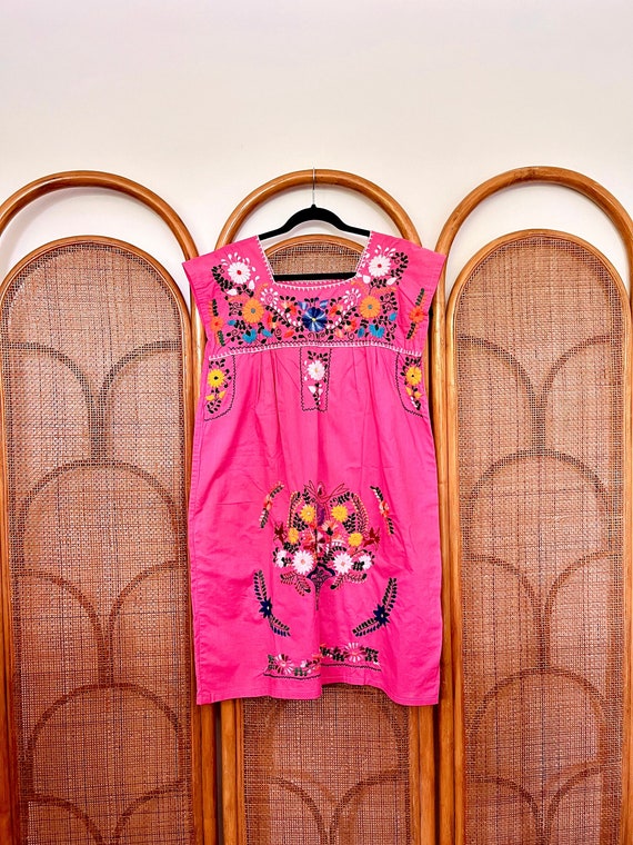 Vintage Mexican cotton embroidered dress from Mex… - image 1