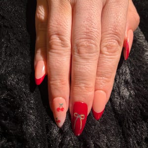 Cherry Red Press On Nails