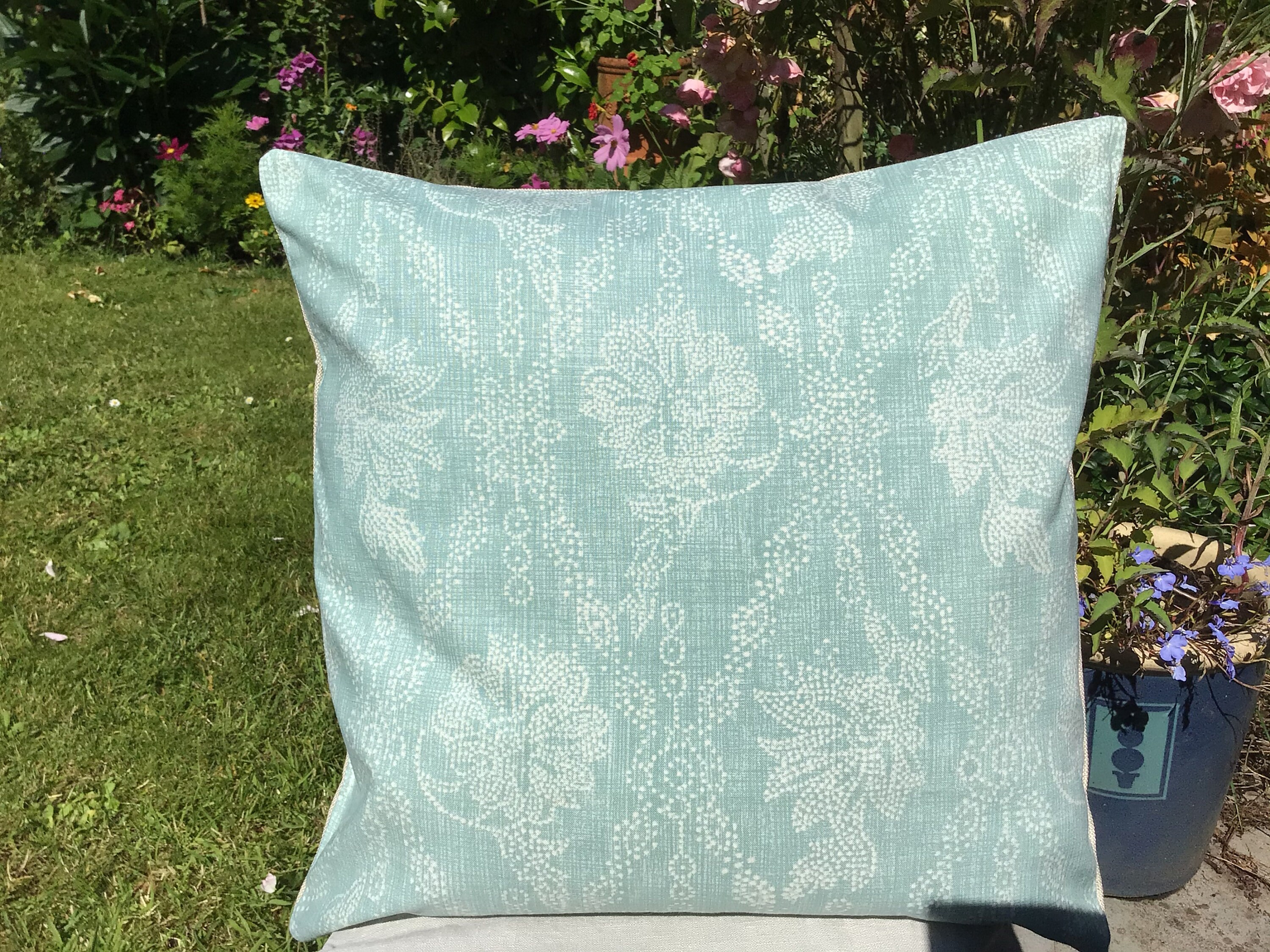 Designer Cushion Covers in Nina Campbell Givry Blue Green. Etsy UK