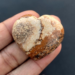 Gorgeous Picture Jasper Gemstone/AA+ Picture Jasper Heart Gemstone/Cabochon Jasper Loose Gemstone/Stone For Making Necklace/31x34x7mm/M-543