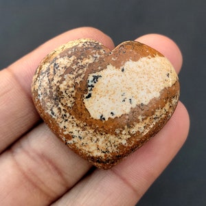 Designer Picture Jasper Gemstone/Picture Jasper Heart Gemstone/Cabochon Heart Of Jasper Loose Stone/Jasper Making For Pendant/29x32mm/M-540