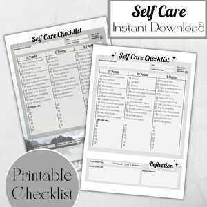 Daily Self Care Printable Checklist | Instant Download | Wellness Planner | Self-Care Tracker | Mindfulness | Reflection | Calming Waves