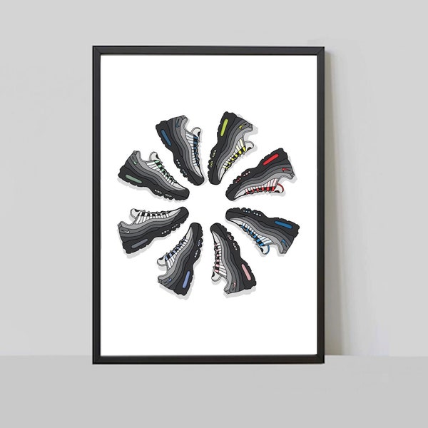 Impression d'affiche de baskets Nike Air Max 95 Circle Collection Trainer