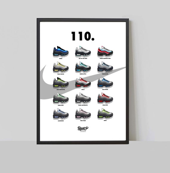 Nike Air Max 95 Collection Trainer Sneaker Print - Etsy España
