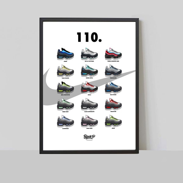 Impression d'affiche de baskets Nike Air Max 95 Collection Trainer