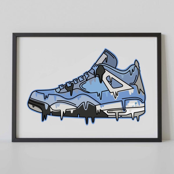 Nike Jordan Retro 4 University Blue Sneaker Poster Print