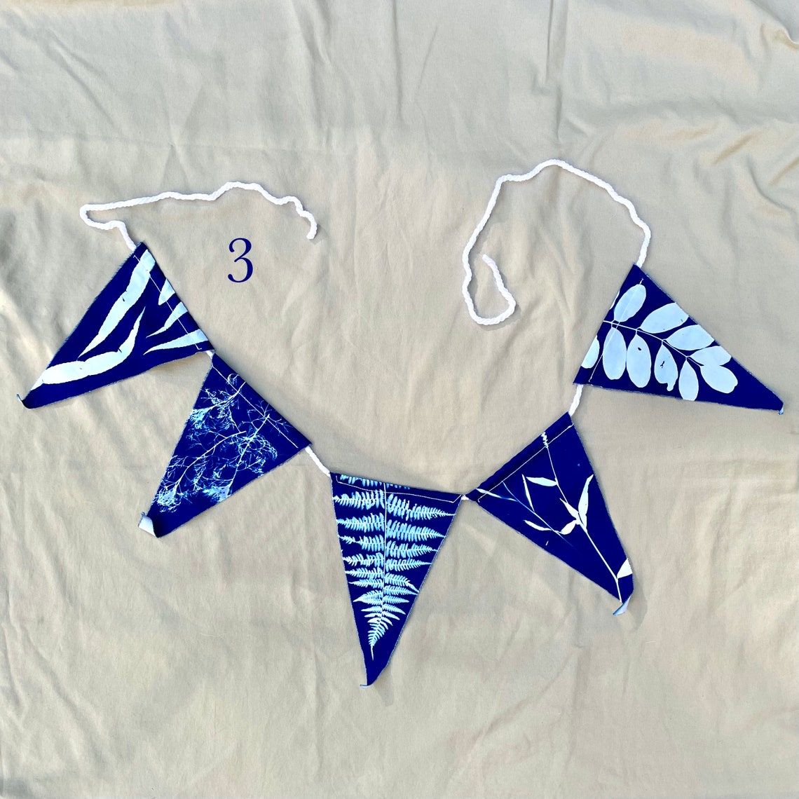 Cyanotype Flag Decor (triangle) - Etsy