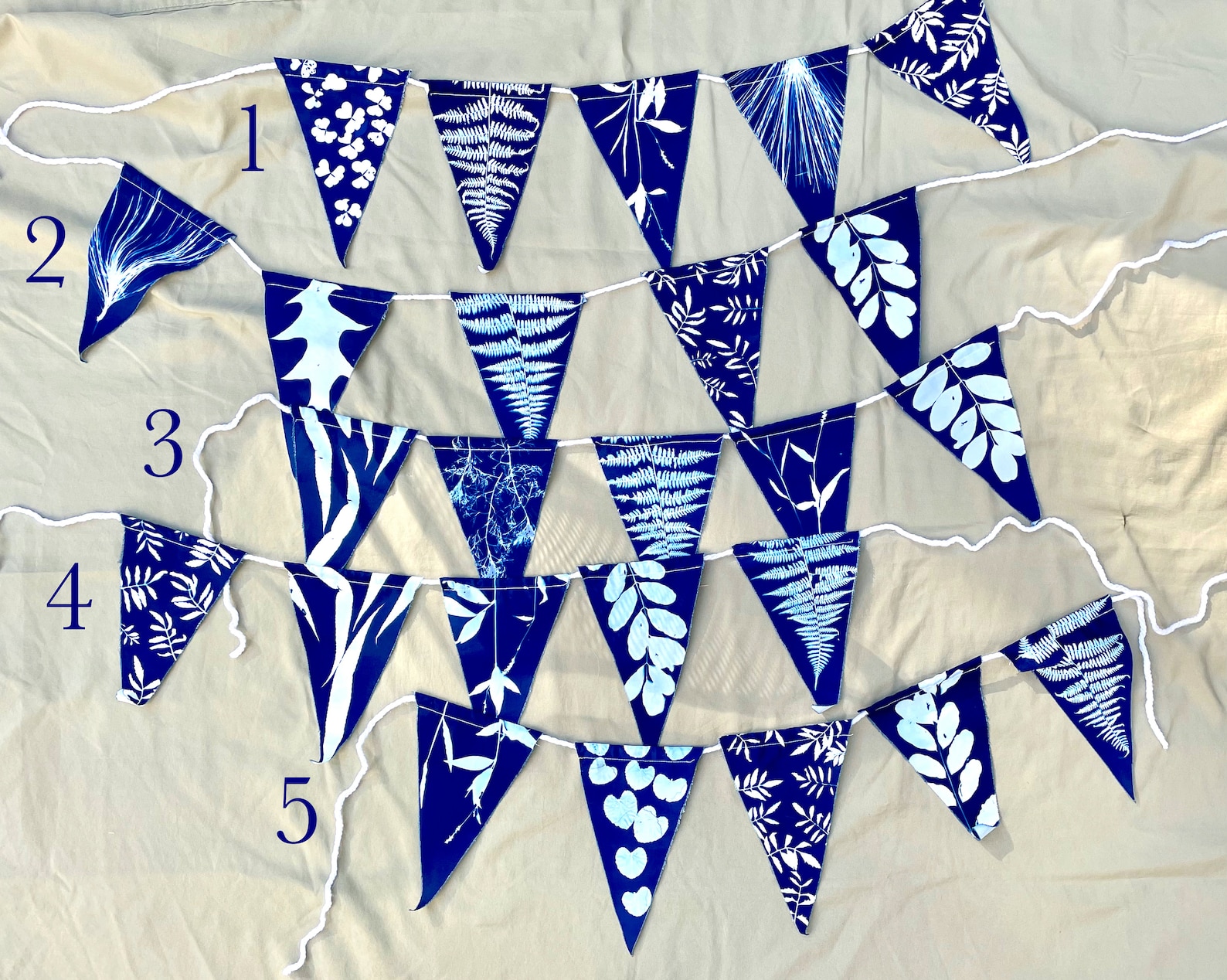 Cyanotype Flag Decor (triangle) - Etsy