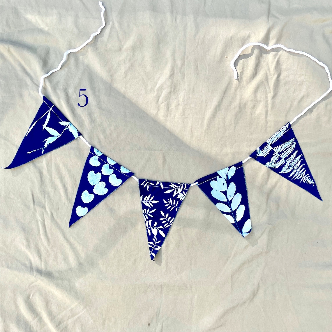 Cyanotype Flag Decor (triangle) - Etsy