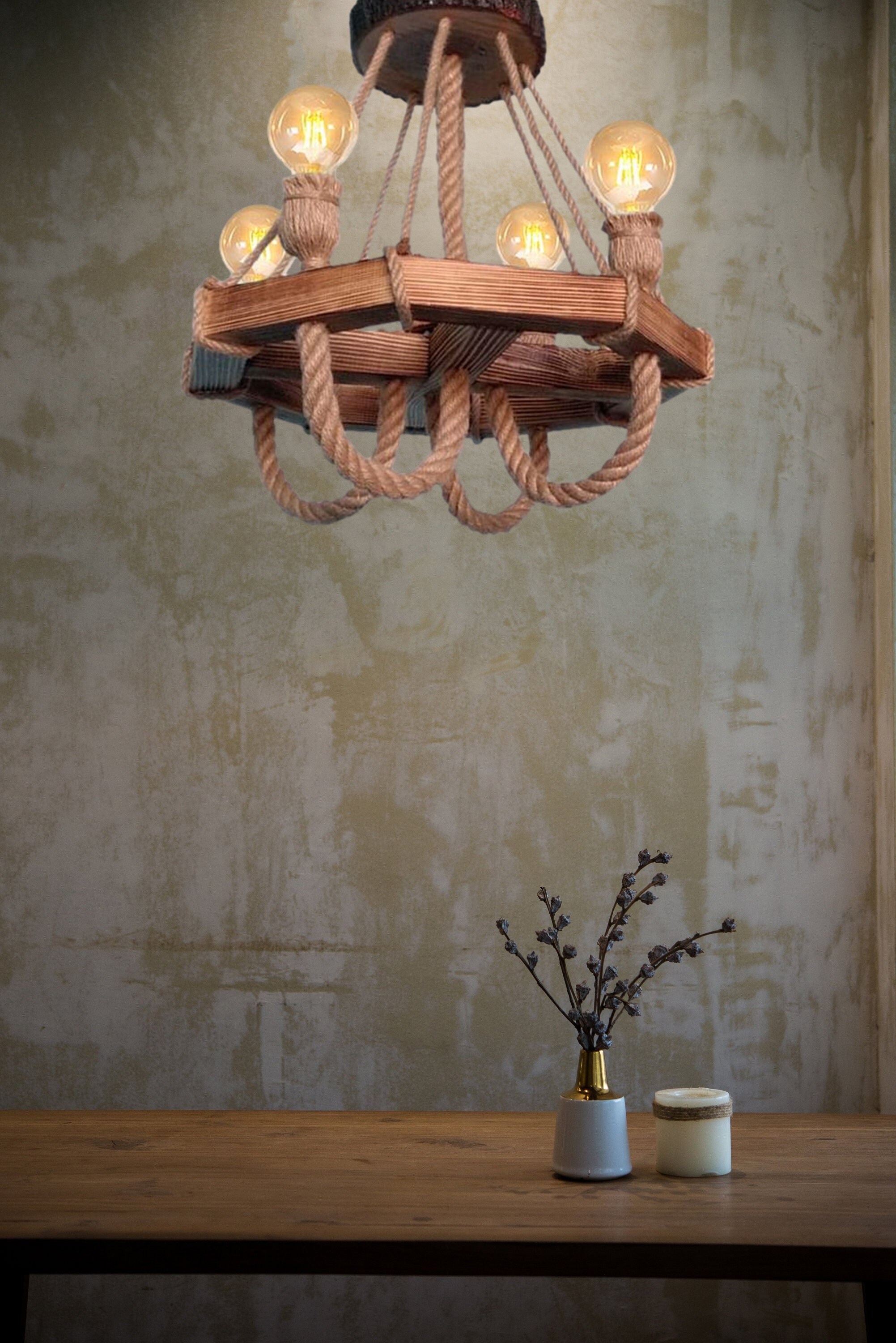 Lustre Rustique En Bois