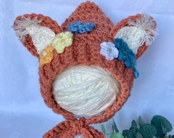 Floral fox bonnet