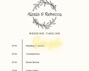 Cream Simple Floral Wedding Day Timeline Planner