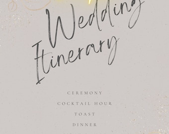 Tan Wedding Itinerary With Gold Leaves