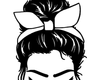 Messy Bun and Lashes Car Decal