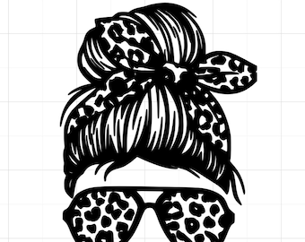 Leopard Print Bow Messy Bun Digital