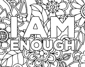 I Am Enough Adult Coloring Page