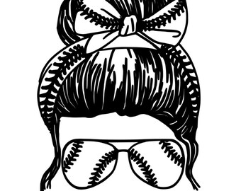Softball Messy Bun Digital