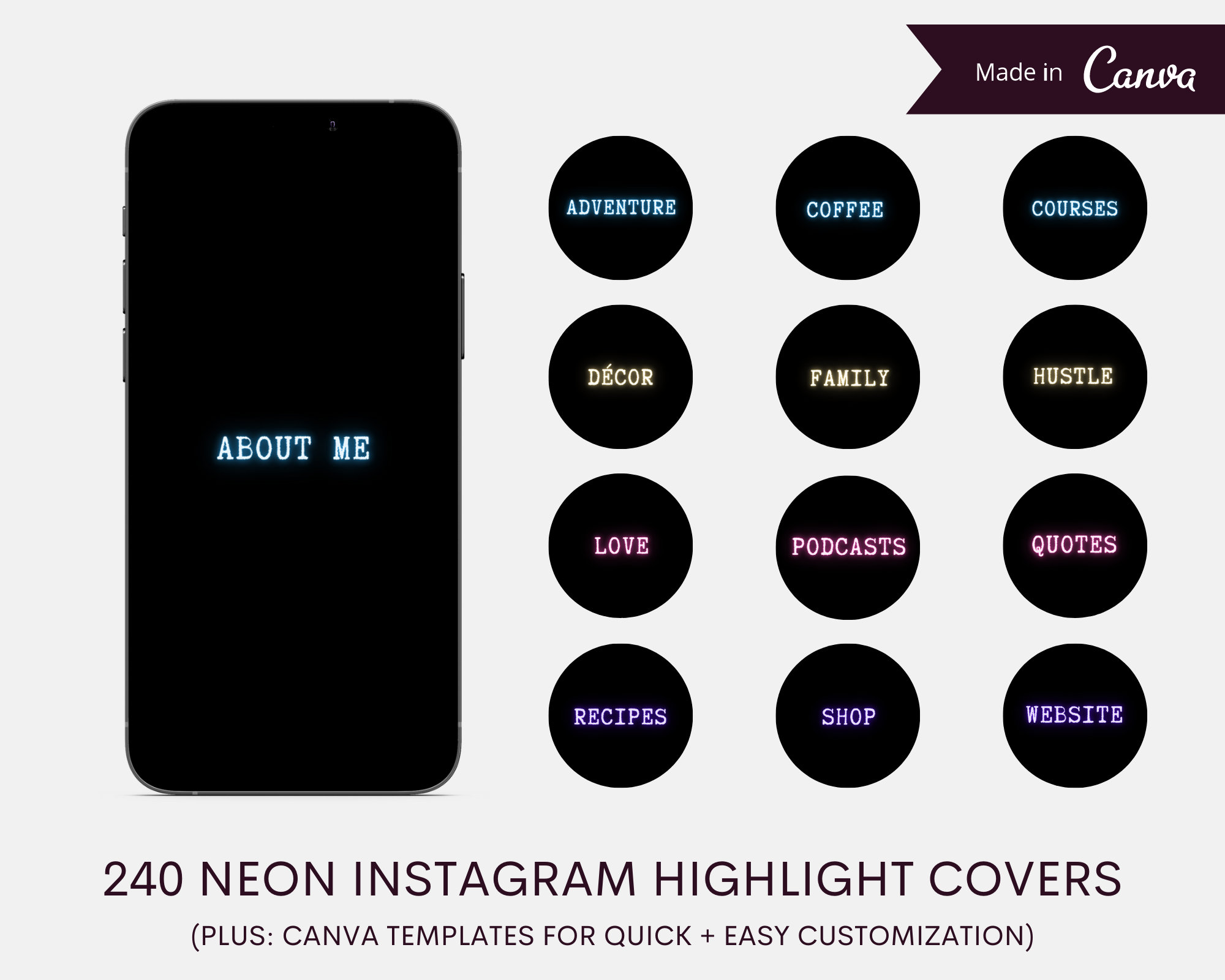240 Neon Typewriter Font Instagram Highlight Covers - Etsy