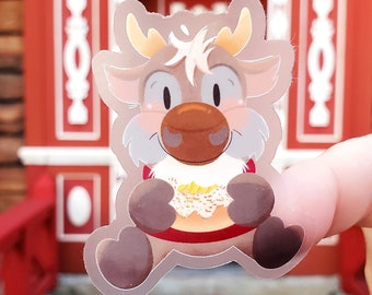 Sticker bébé Sven avec du pain d'écolier en vinyle transparent imperméable - Sticker biberon La reine des neiges Disney