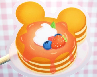Sticker Mickey Dessert crêpes imperméable en vinyle transparent - Sticker carnet de notes Disney bouteille