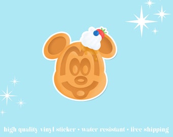 Autocollant en vinyle imperméable à l’eau Mickey Waffle - Disney Snack Food Decal