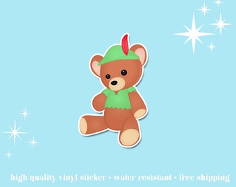 Peter Pan Teddy Bear Waterproof Vinyl Sticker