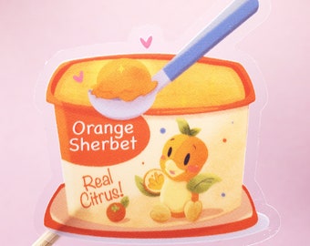 Sticker vinyle transparent imperméable sorbet oiseau orange - Sticker bouteille téléphone Disney mignon