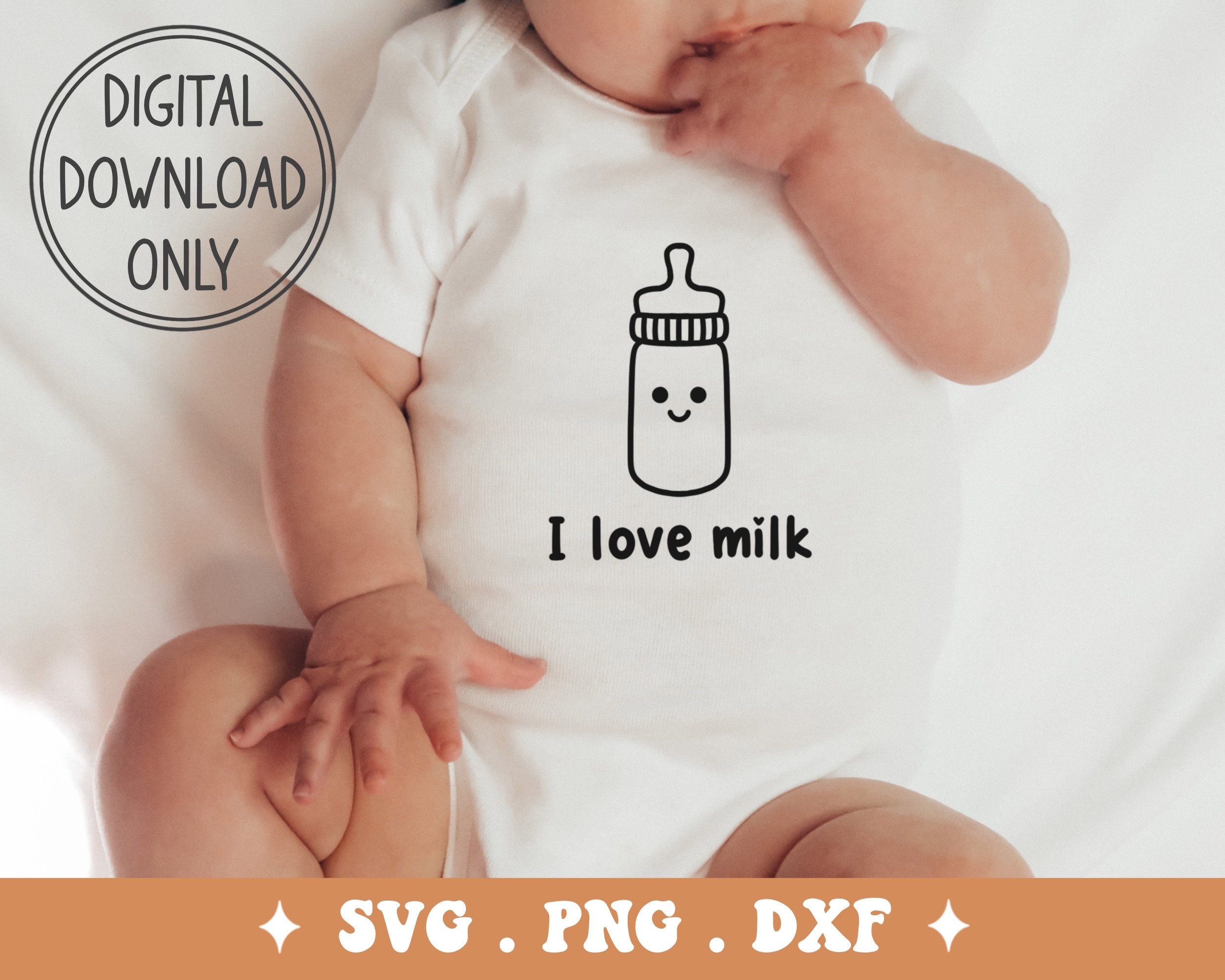 DXF Digital File PNG I Love Milk SVG