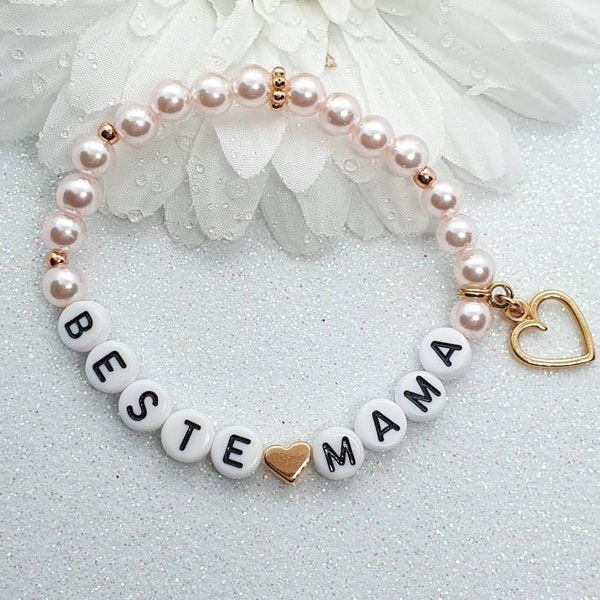 Armband Mama/ Mutter Tochter Armband- Rosegold mit einem Herzanhänger in Rosegold/ Geschenkidee Muttertag, Geburtstag Mama o.ä