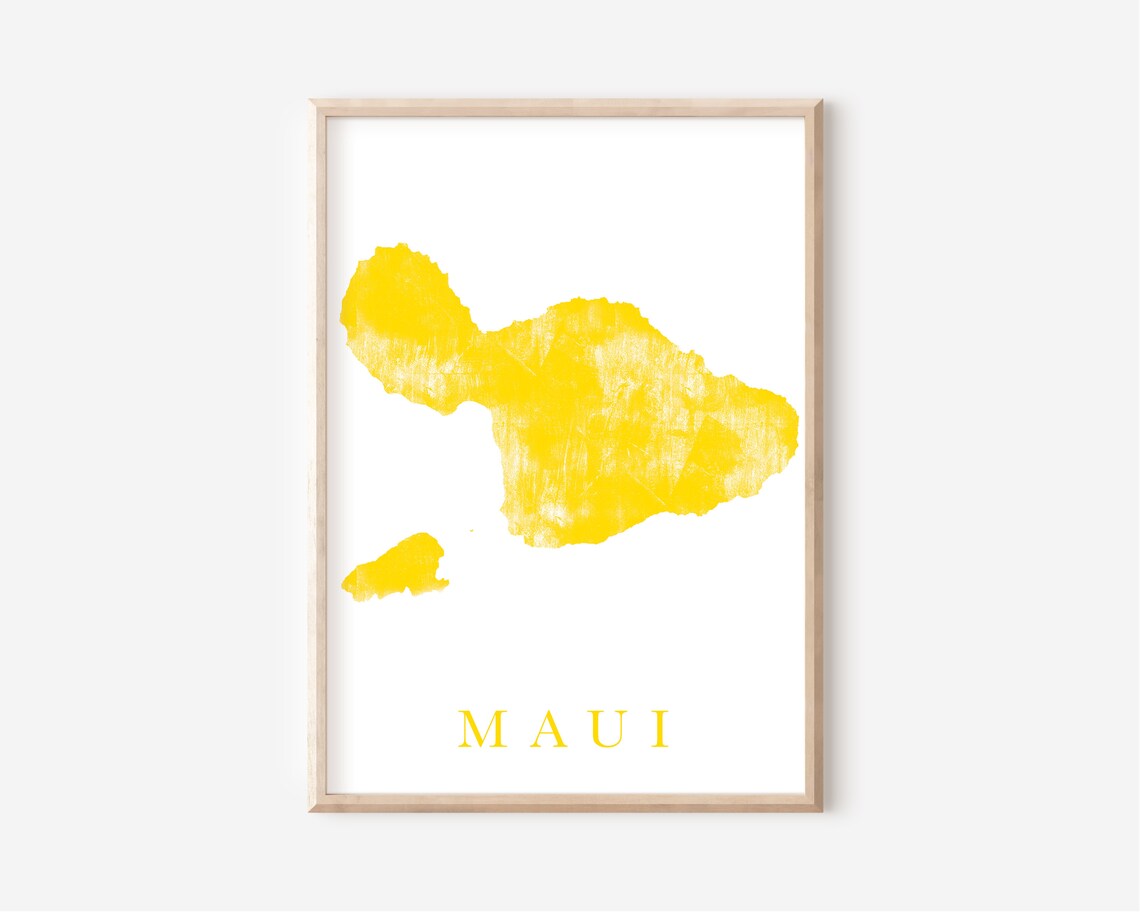 Maui Island Printable Wall Art, Tropical Abstract Print Art, Maui Map ...