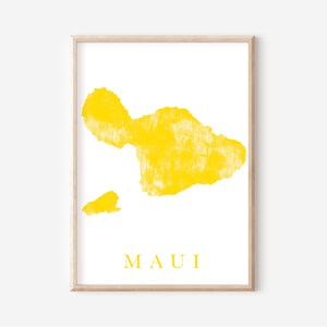 Maui Island Printable Wall Art, Tropical Abstract Print Art, Maui Map ...