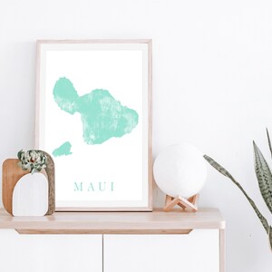 Maui Island Printable Wall Art, Tropical Abstract Print Art, Maui Map ...
