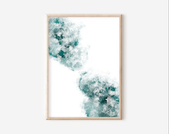 Aqua Abstract Wall Art, Wave Digital Wall Art, Printable Wall Art, Ocean Wall Art, Minimalist Wall Art, Beach Art