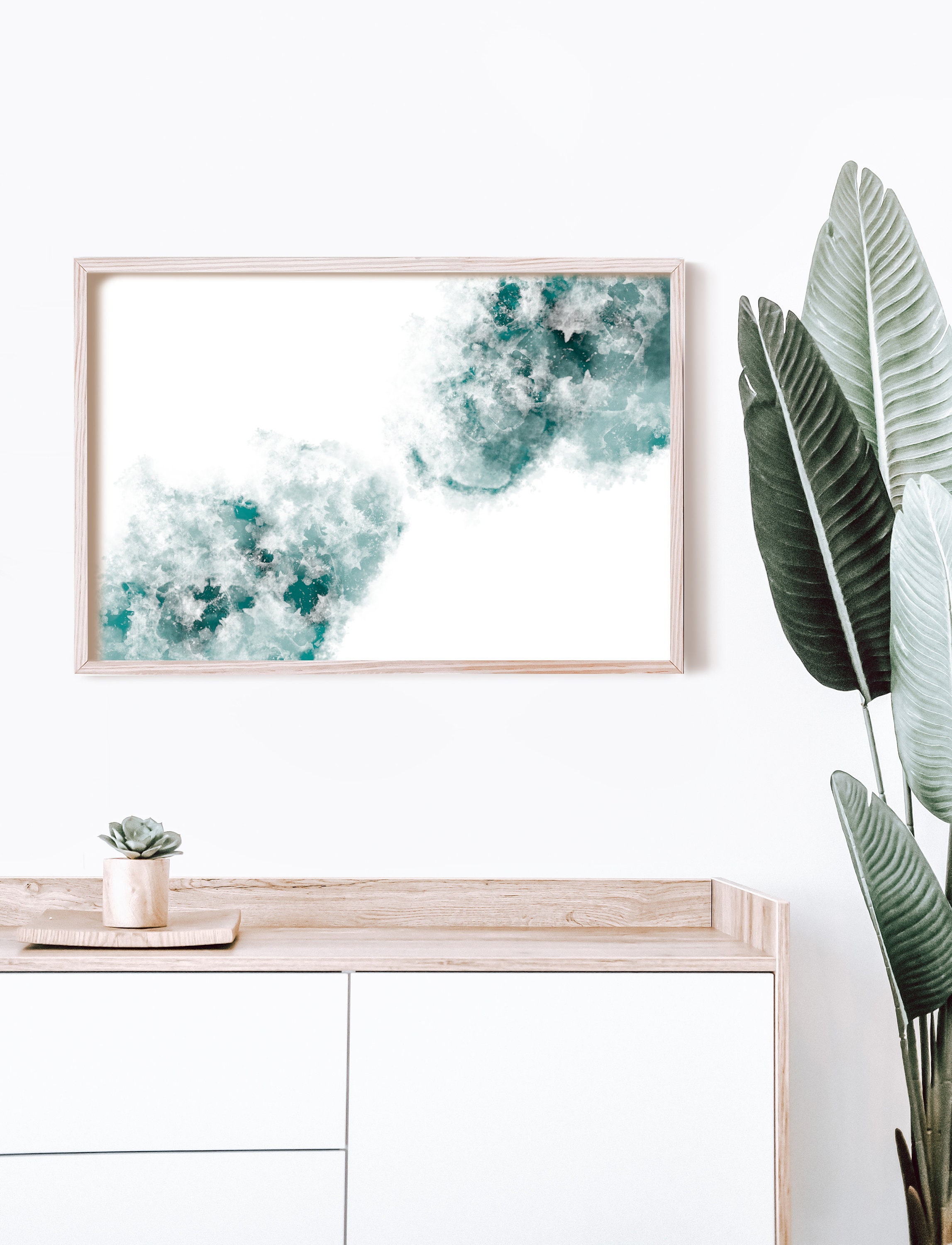 Aqua Abstract Wall Art Wave Digital Wall Art Printable Wall Etsy UK