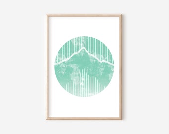 Aqua Boho Wall Art, Boho Decoration, Digital Wall Art, Printable Wall Art, Circle Art