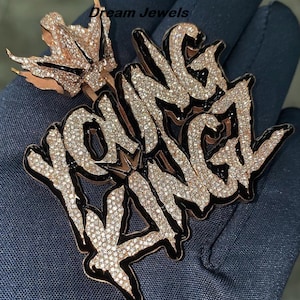 Personalizado feito à mão carta jovem kingz pingente/cz/moissanite diamante/3d gelo fora/seu sonho pingente 925 prata esterlina