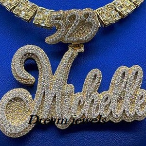Pingente de carta feito à mão personalizado/CZ/Diamante Moissanite/3D ice Out/Pingente do seu sonho prata esterlina 925