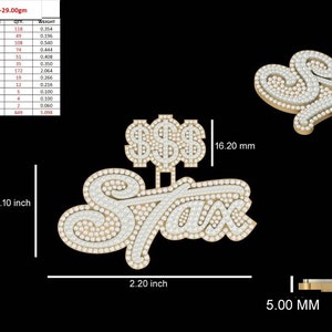 Pingente de prata Stax com letras feitas à mão personalizado/CZ/Diamante Moissanite/3D ice Out/Pingente do seu sonho 925 prata esterlina 2,5 polegadas