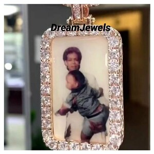 Colgante fotográfico personalizado / CZ / Moissanite Round Diamond / 3D ice Out / Your Dream Pendant 925 Sterling Silver