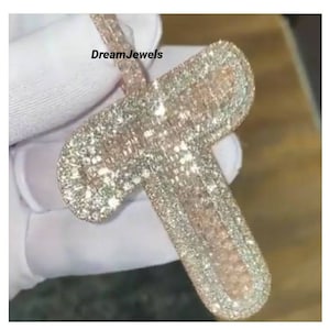 Colgante personalizado hecho a mano de una sola letra / CZ / Moissanite Diamond / 3D ice Out / Your Dream Pendant 925 Sterling Silver / Perfect Gift